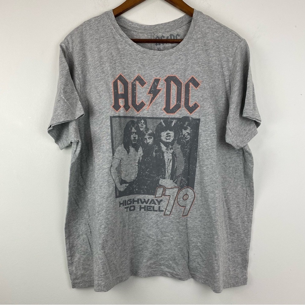 AC/DC Grey Short Sleeve 'Highway to Hell' Graphic Tee